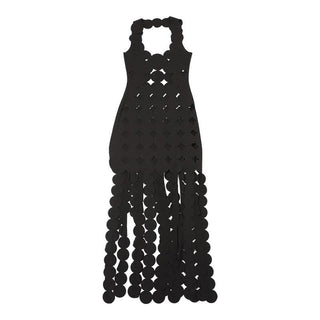 Hollow out backless sleeveless low cut solid cut out maxi dress