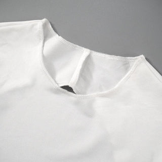 Self tie backless solid long sleeve crewneck top