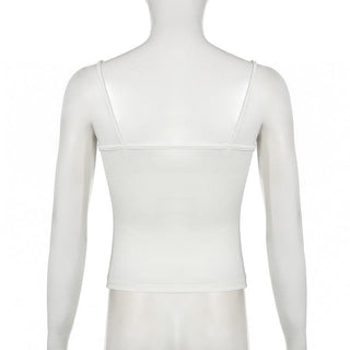 Lace hem bowknot pattern solid cami top