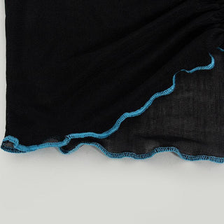Long sleeve stitch sheer mesh ruffle crop top