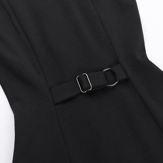 Button crewneck solid o ring tank mini dress