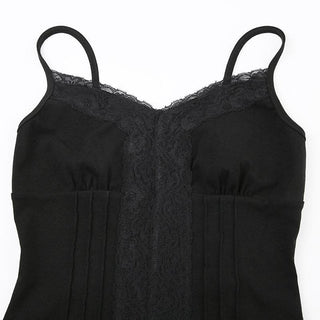 Stitch v neck lace hem backless solid cami top