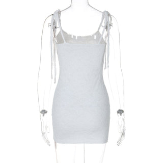 U neck knotted lace cami mini dress