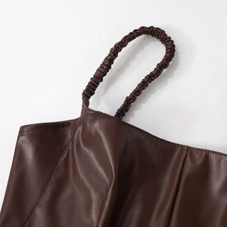 PU leather backless cami top