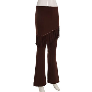 Rivet tassels patchwork low rise pant