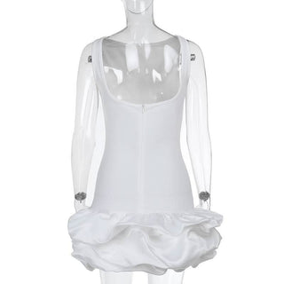 Zip-up ruched solid backless mini dress