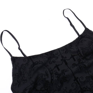 U neck cross print backless solid cami maxi dress