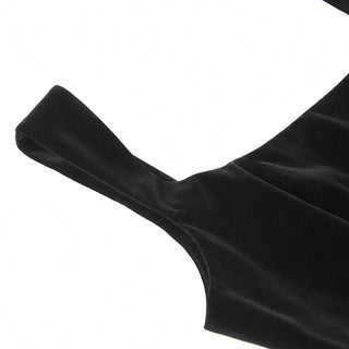 Square neck velvet zip-up cami mini dress