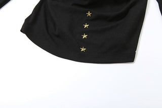 Long sleeve star applique solid 2 piece top