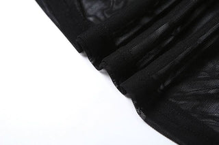 Long sleeve mesh see through ruched maxi dress