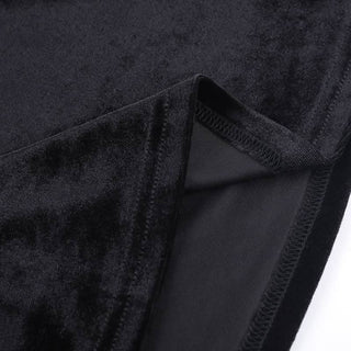 Crewneck long flared sleeve slit velvet lace midi dress