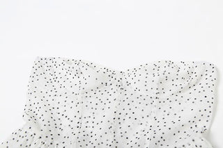 Sweetheart neck polka dot ruffle mini dress