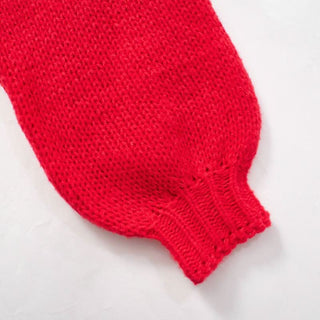 Long sleeve crewneck bowknot knitted top