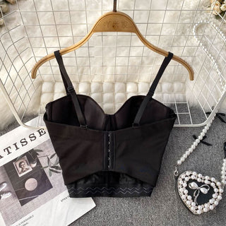 Button beaded v neck padded cami top