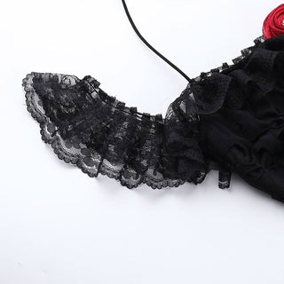 Lace irregular flower applique cami mini dress