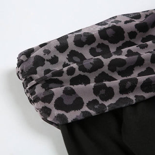 Off shoulder long sleeve leopard print mini dress