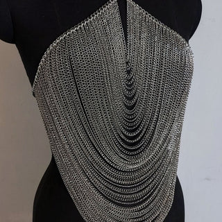 Halter o ring hollow out metal chain cut out top