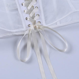 Mesh fish bone lace up back bustier top