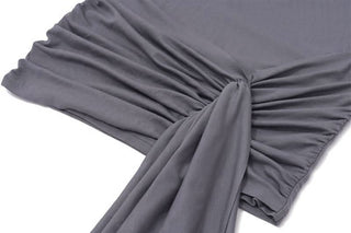 Turnover collar long sleeve button ruched mini dress