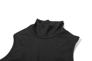 Sleeveless high neck button backless romper