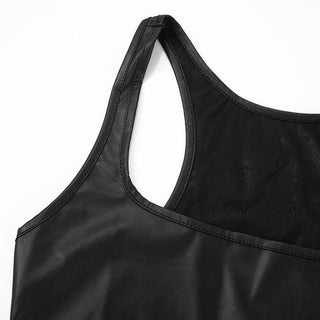 U neck PU leather tank top