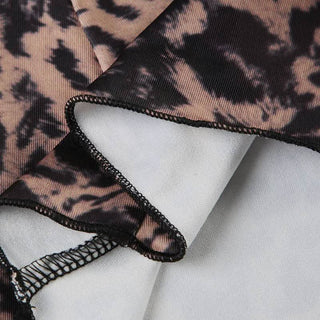 V neck lace hem leopard print cami mini dress