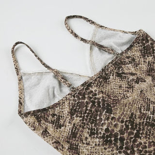 Snakeskin print bowknot cami top
