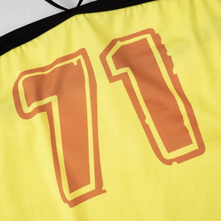 Halter knotted "71" print ruffle tube mini skirt set