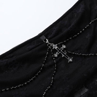 Lace cross applique irregular tube mini dress