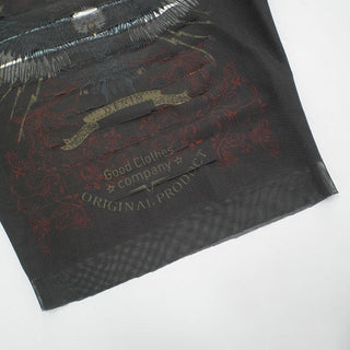 Long sleeve crewneck eagle print mesh top