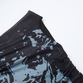 Print mesh patchwork maxi dress