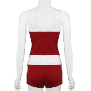 U neck embroidery cami short pant set