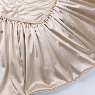 U neck lace hem ruched cami mini dress