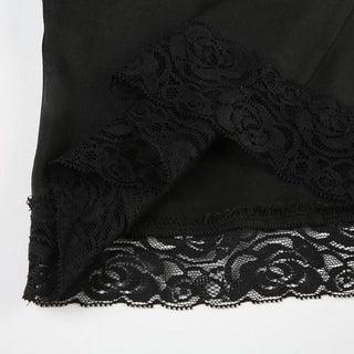 Beaded v neck lace hem backless cami top