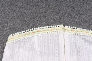 Button textured lace hem stitch bustier tube top