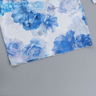 Off shoulder long sleeve flower print mesh mini dress