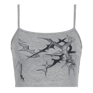 U neck print backless contrast cami top