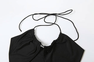 Halter cross front self tie o ring high slit maxi skirt set