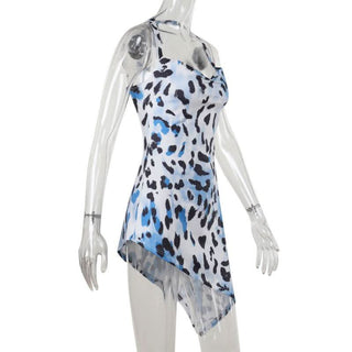 Leopard print halter mini dress