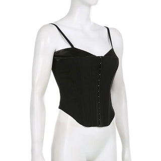 Sweetheart neck corset button cami top