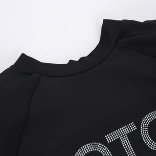 Crewneck long sleeve padded beaded bodysuit