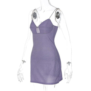 Textured solid hollow out v neck backless cut out mini dress