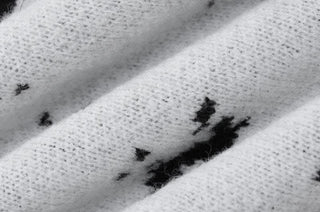 Knitted long sleeve body print contrast top-final-sale