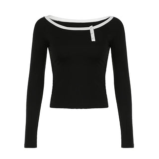 Long sleeve off shoulder button top
