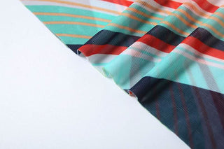 Long sleeve crewneck mesh abstract print top