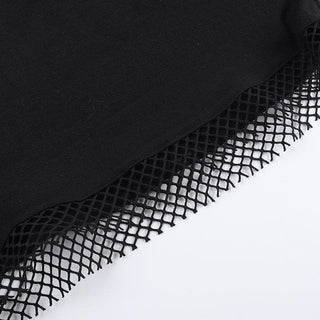 Long sleeve fishnet shrug cross applique 2 piece top