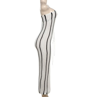 Knitted cross front tube maxi dress