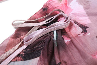Long flared sleeve sheer mesh print top