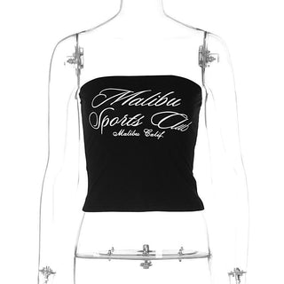 Letter pattern contrast backless tube top