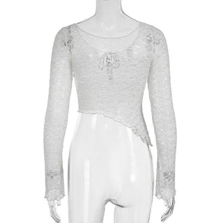 Long sleeve bowknot lace top